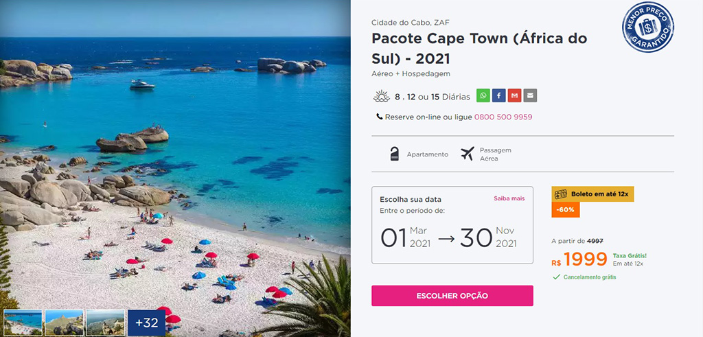Hurb é confiável? Descrição do pacote do Hurb para Cape Town em 2021